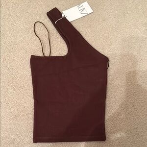 Zara Red Asymmetrical Sleeveless Tank Top